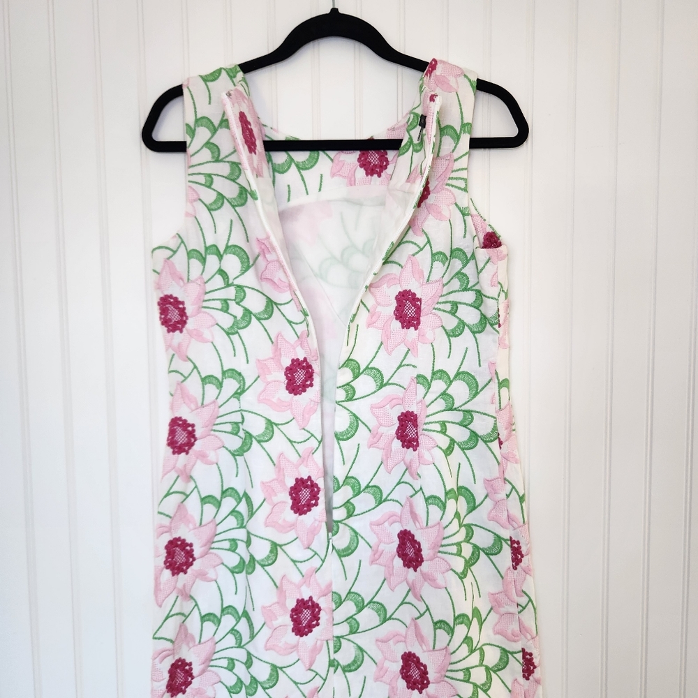 Talbots White Floral Sheath Dress with Pink & Green Print - Picture 5 of 7